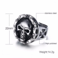 Venta al por mayor de acero inoxidable grabado joyería gótica calavera anillos